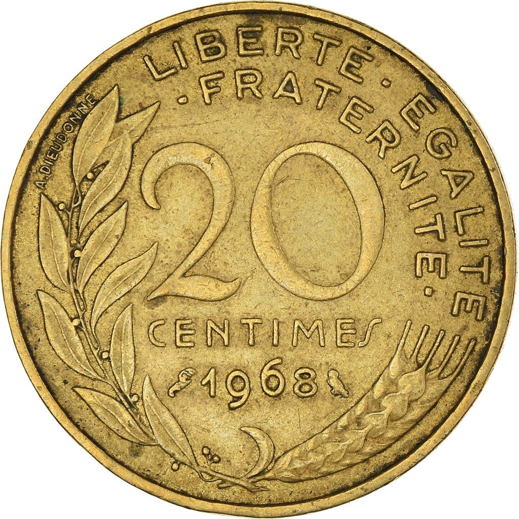 Moeda, França, 20 Centimes, 1968