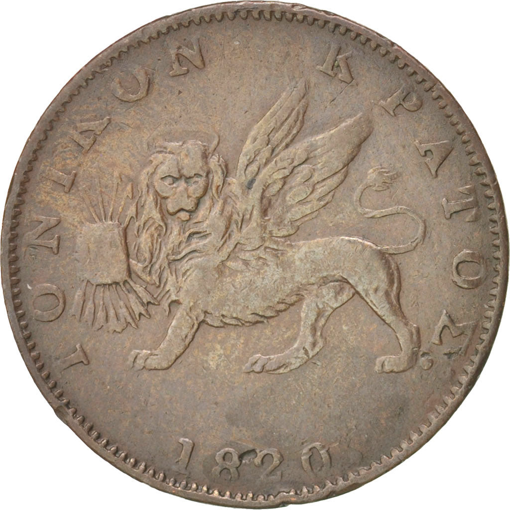 Coin, IONIAN ISLANDS, 2 Lepta, 1820, EF(40-45), Copper, KM:31