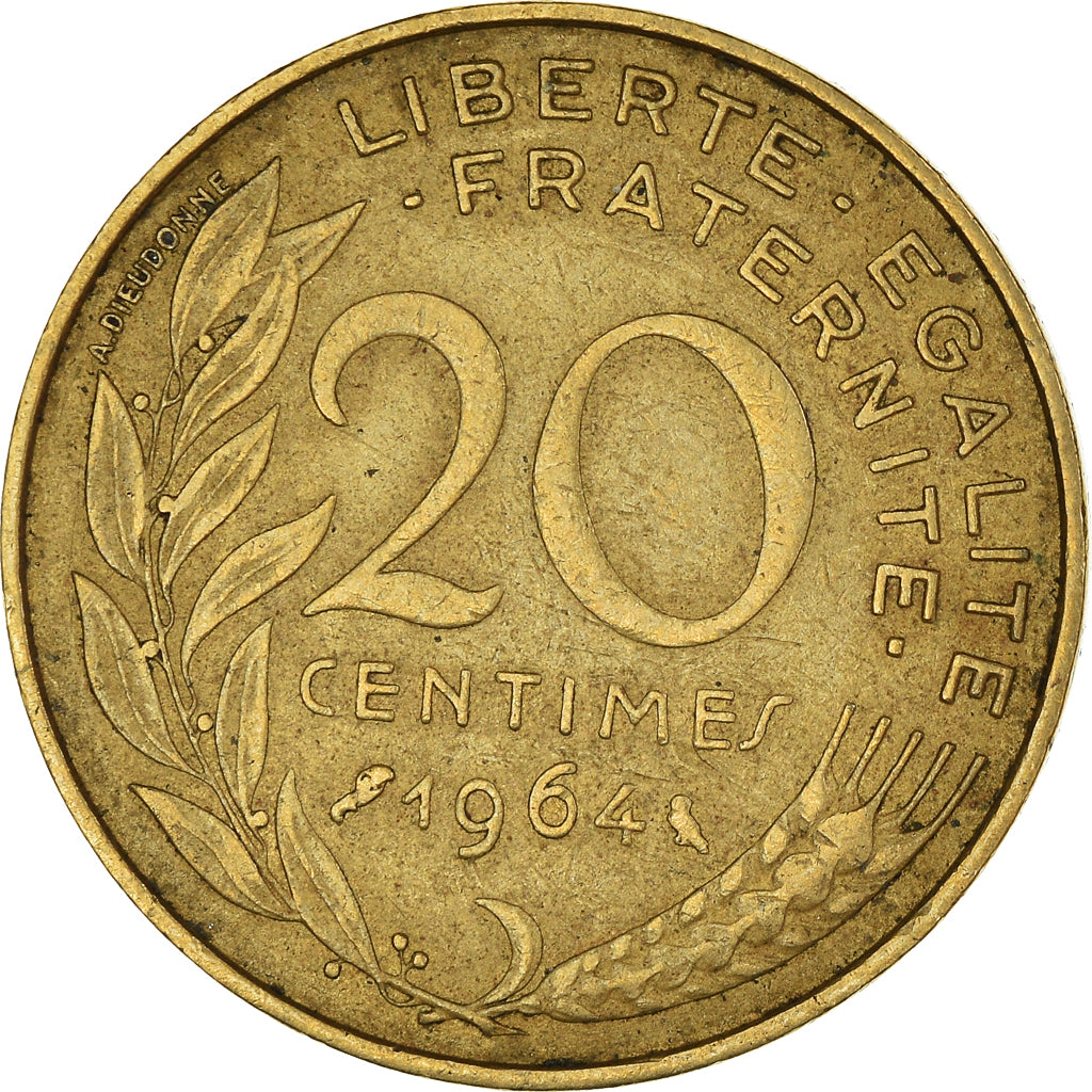 Moeda, França, 20 Centimes, 1964