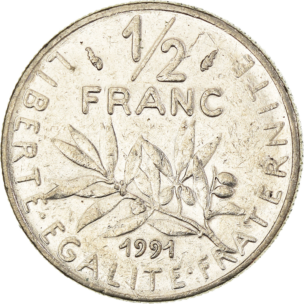 Münze, Frankreich, 1/2 Franc, 1991
