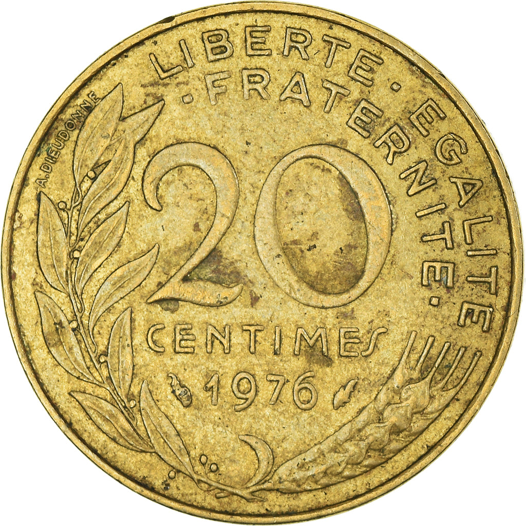 Moneda, Francia, 20 Centimes, 1976