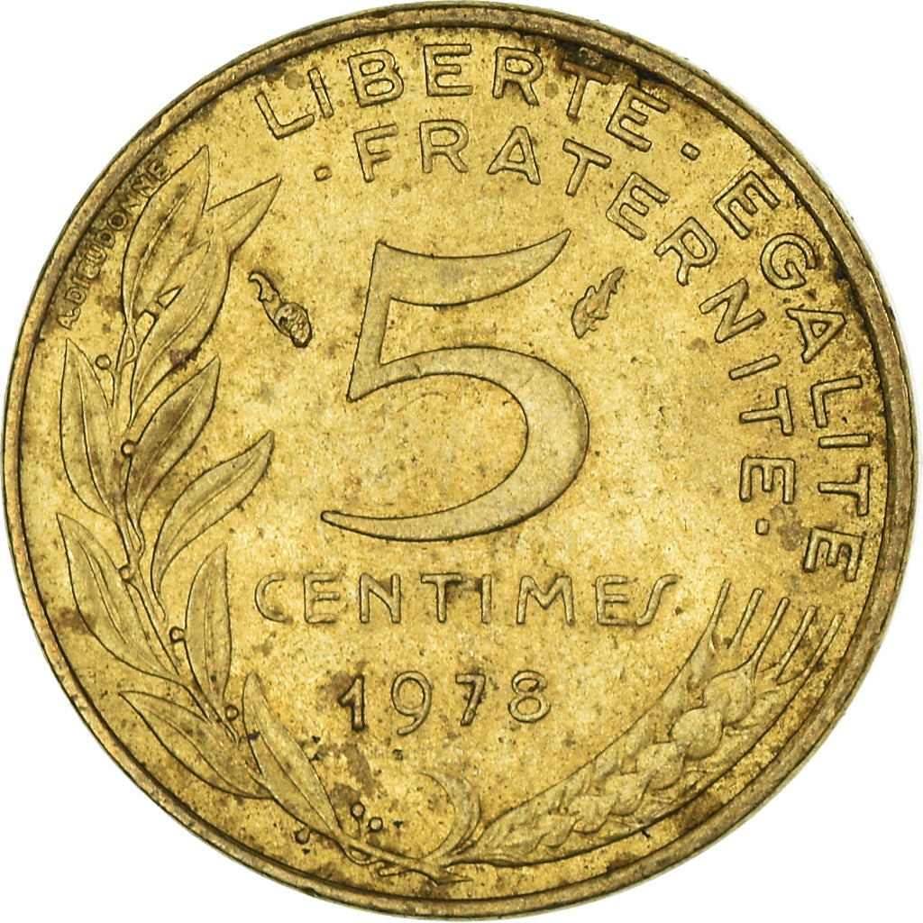Moneta, Francja, 5 Centimes, 1978