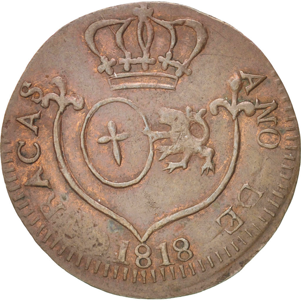 Venezuela, CARACAS, 1/4 Réal, 1818, EF(40-45), Copper, KM:2