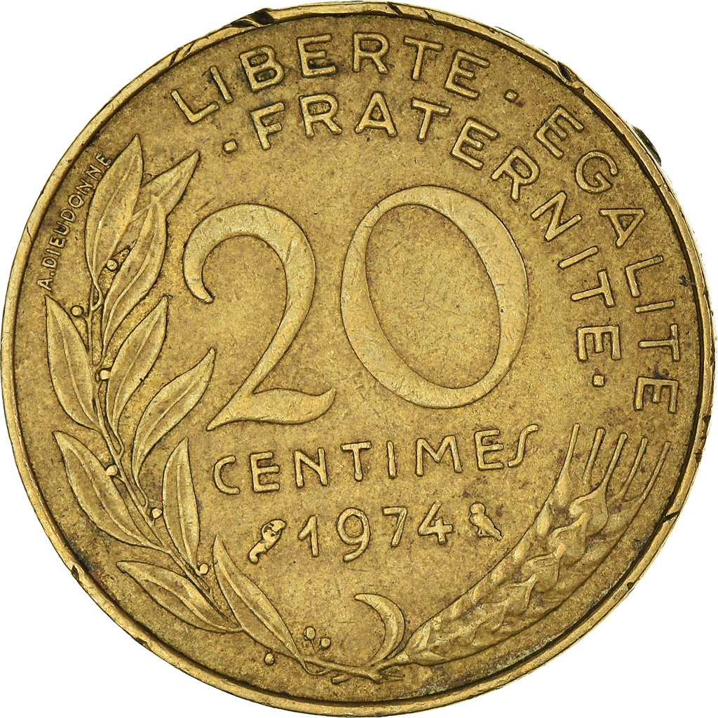 Moneda, Francia, 20 Centimes, 1974