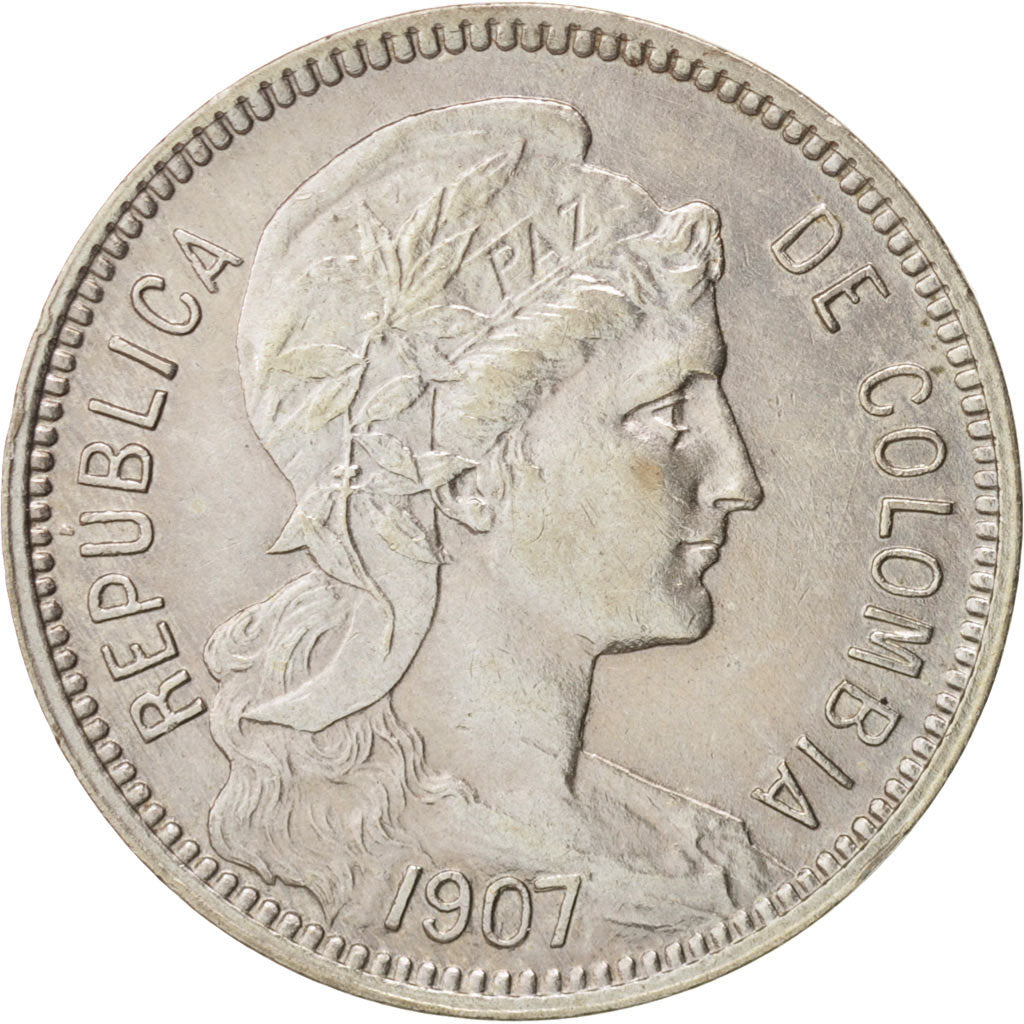 Colombia, 5 Pesos, Papel Moneda, 1907, MS(60-62), Copper-nickel, KM:279