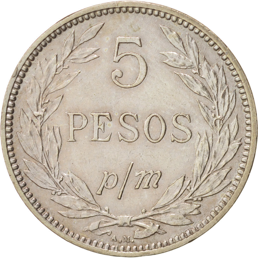 Colombia, 5 Pesos, Papel Moneda, 1907, MS(60-62), Copper-nickel, KM:279