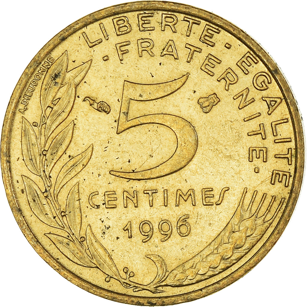 Moeda, França, 5 Centimes, 1996