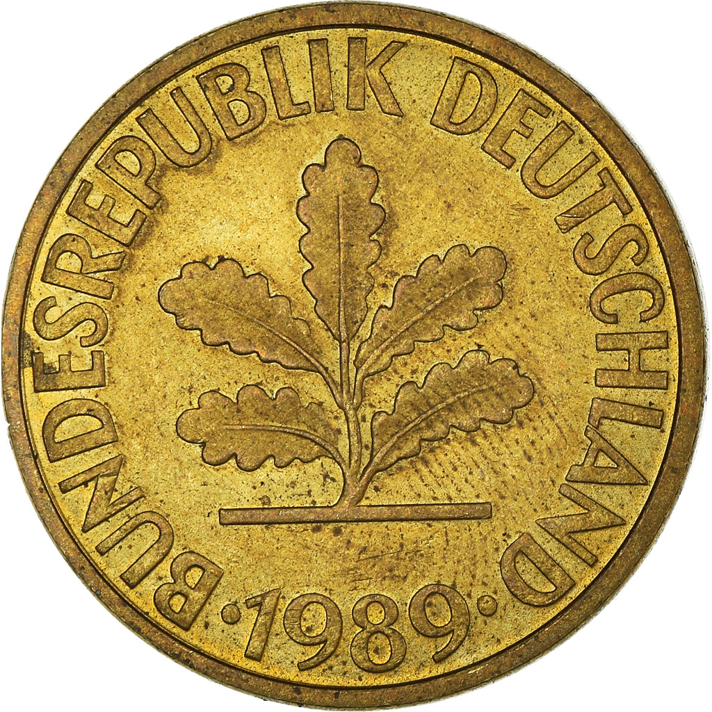 Moeda, ALEMANHA - REPÚBLICA FEDERAL, 10 Pfennig, 1989