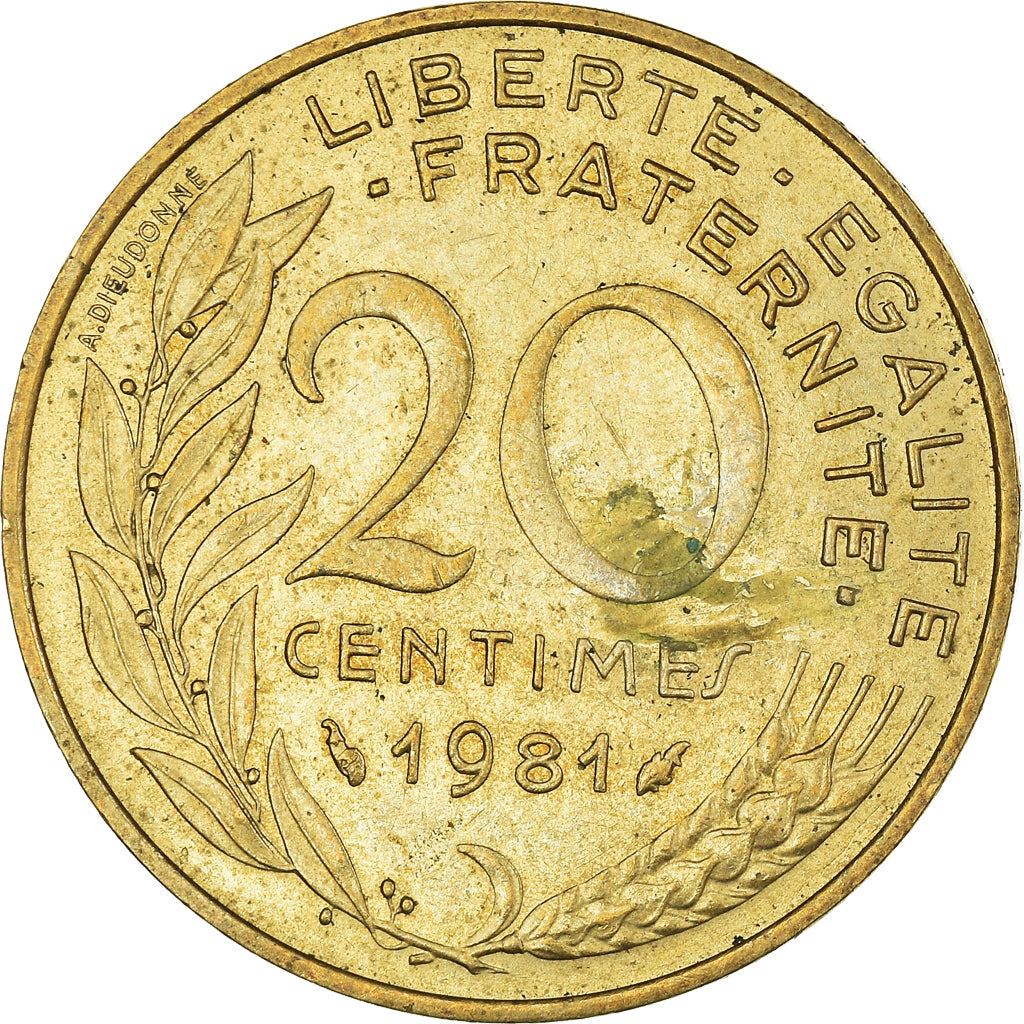 Moeda, França, 20 Centimes, 1981