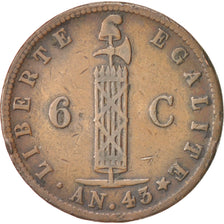 Haiti, 6 Centimes, 1846, BB, Rame, KM:28