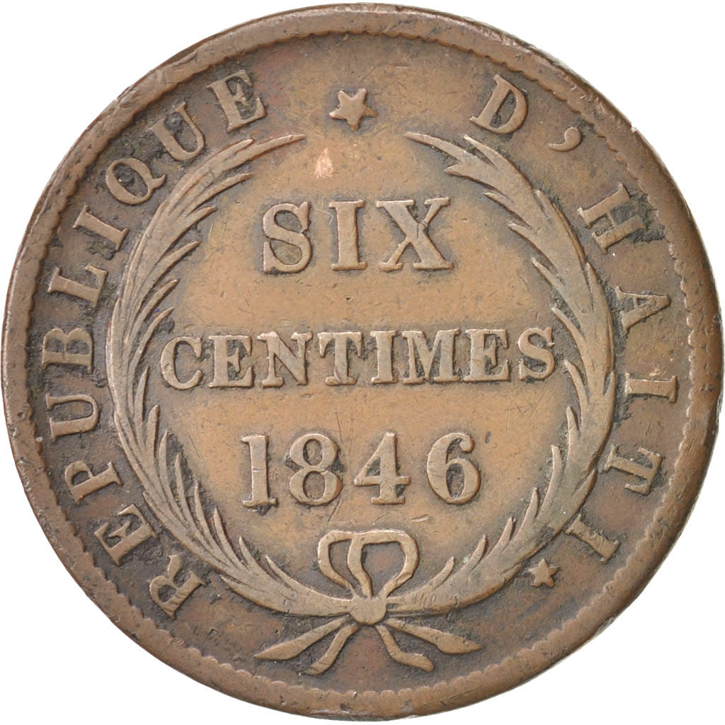 Haiti, 6 Centimes, 1846, EF(40-45), Copper, KM:28