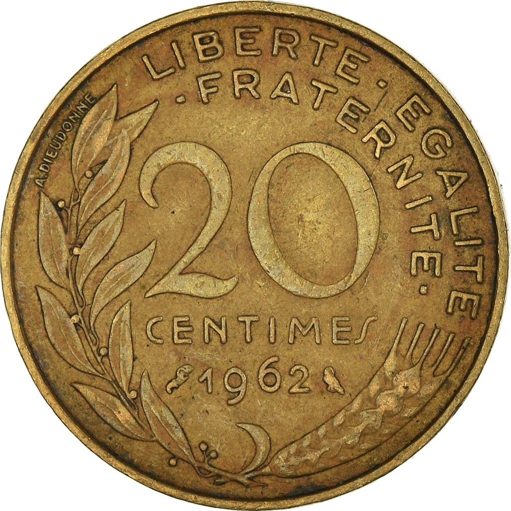 Moeda, França, 20 Centimes, 1962