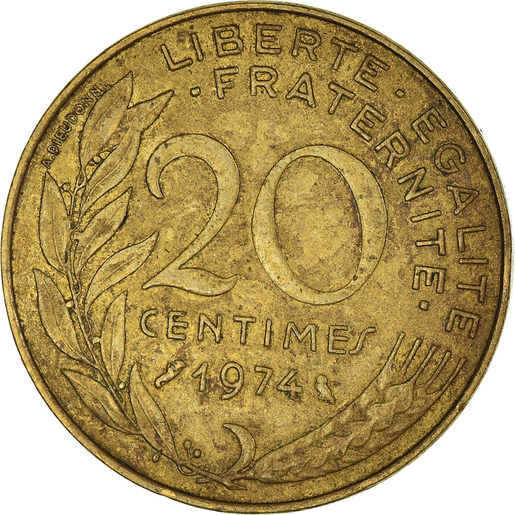 Moeda, França, 20 Centimes, 1974