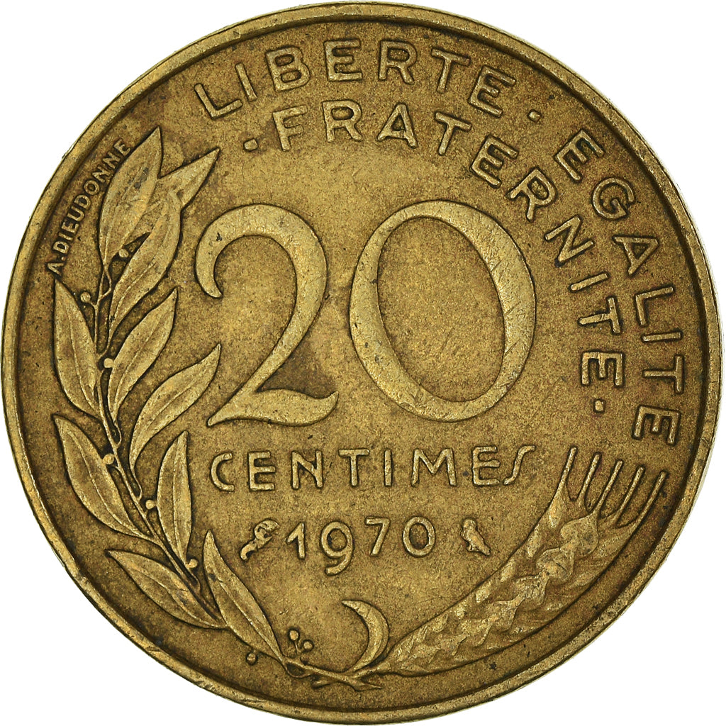 Moeda, França, 20 Centimes, 1970