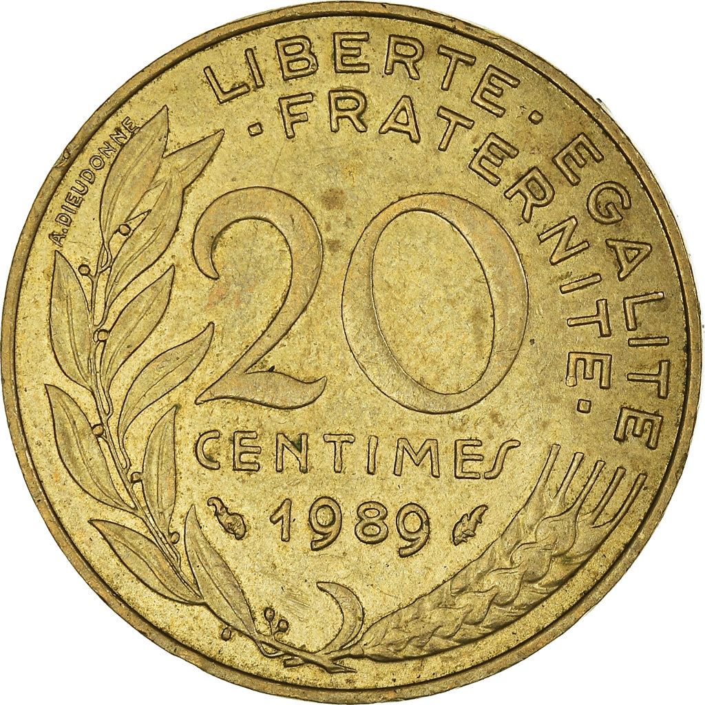 Moeda, França, 20 Centimes, 1989