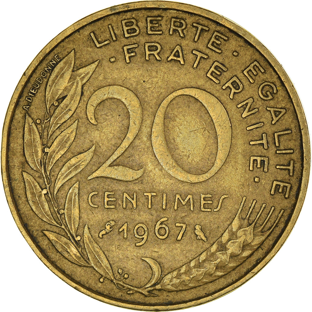 Munten, Frankrijk, 20 Centimes, 1967