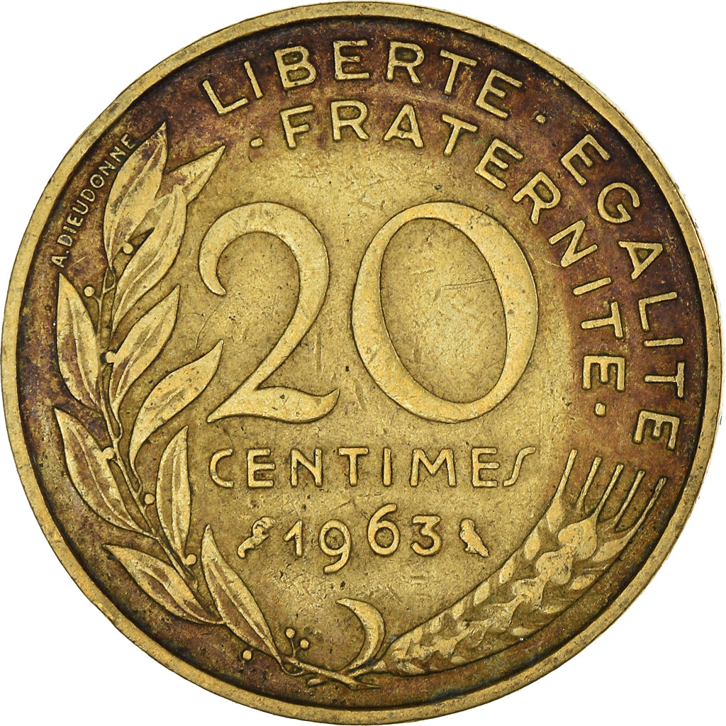 Moeda, França, 20 Centimes, 1963
