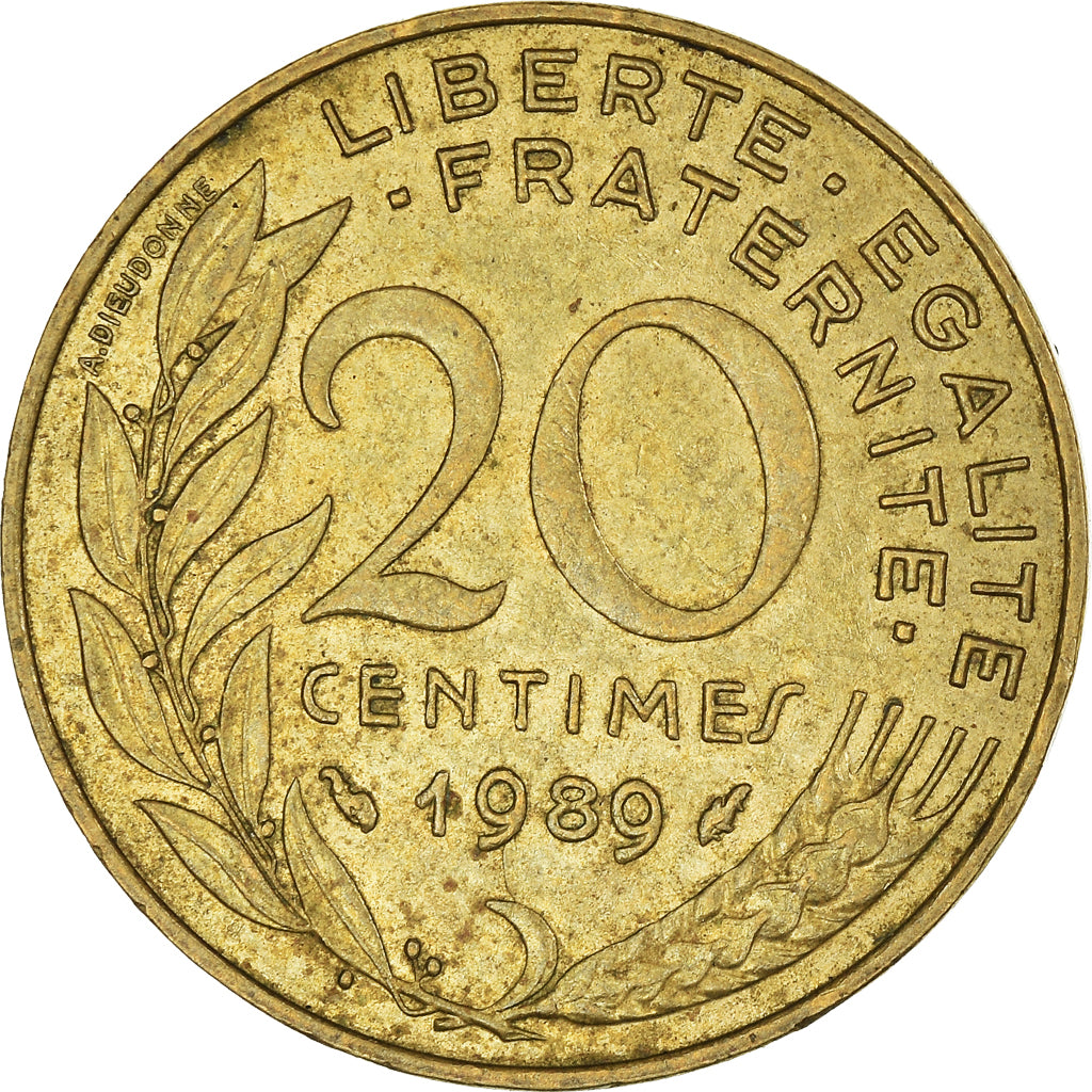 Moneda, Francia, 20 Centimes, 1989