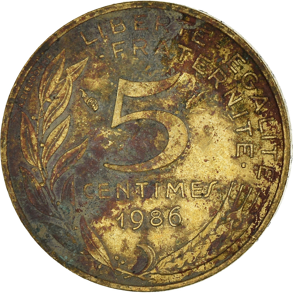 Moeda, França, 5 Centimes, 1986