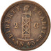 Haiti, 2 Centimes, 1846, EF(40-45), Copper, KM:27.2