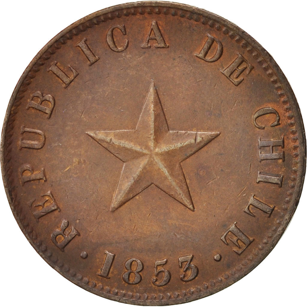 Chile, Centavo, 1853, AU(50-53), Copper, KM:127