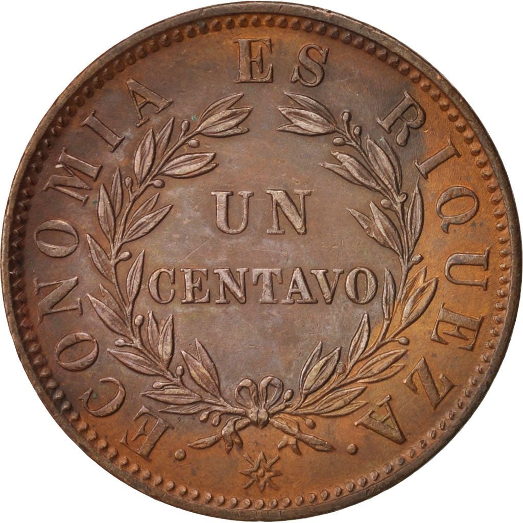 Chile, Centavo, 1853, AU(50-53), Copper, KM:127