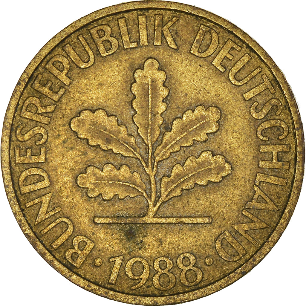 Moeda, ALEMANHA - REPÚBLICA FEDERAL, 10 Pfennig, 1988