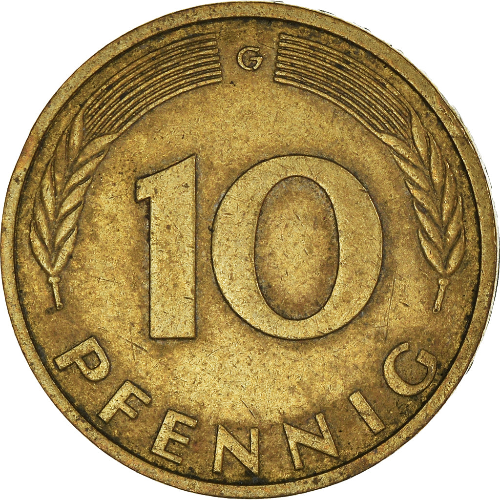Moeda, ALEMANHA - REPÚBLICA FEDERAL, 10 Pfennig, 1988