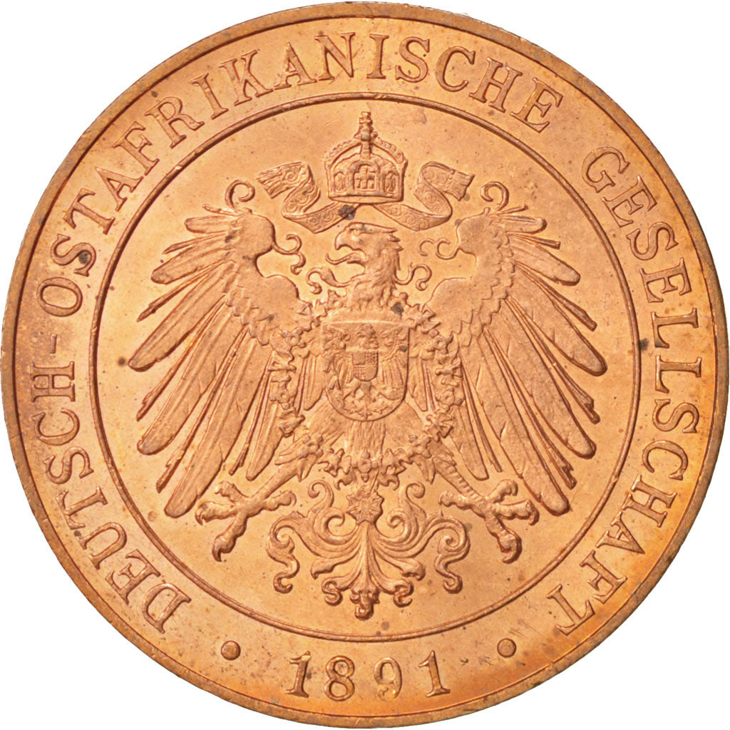 GERMAN EAST AFRICA, Wihelm II, Pesa, 1891, MS(63), Copper, KM:1