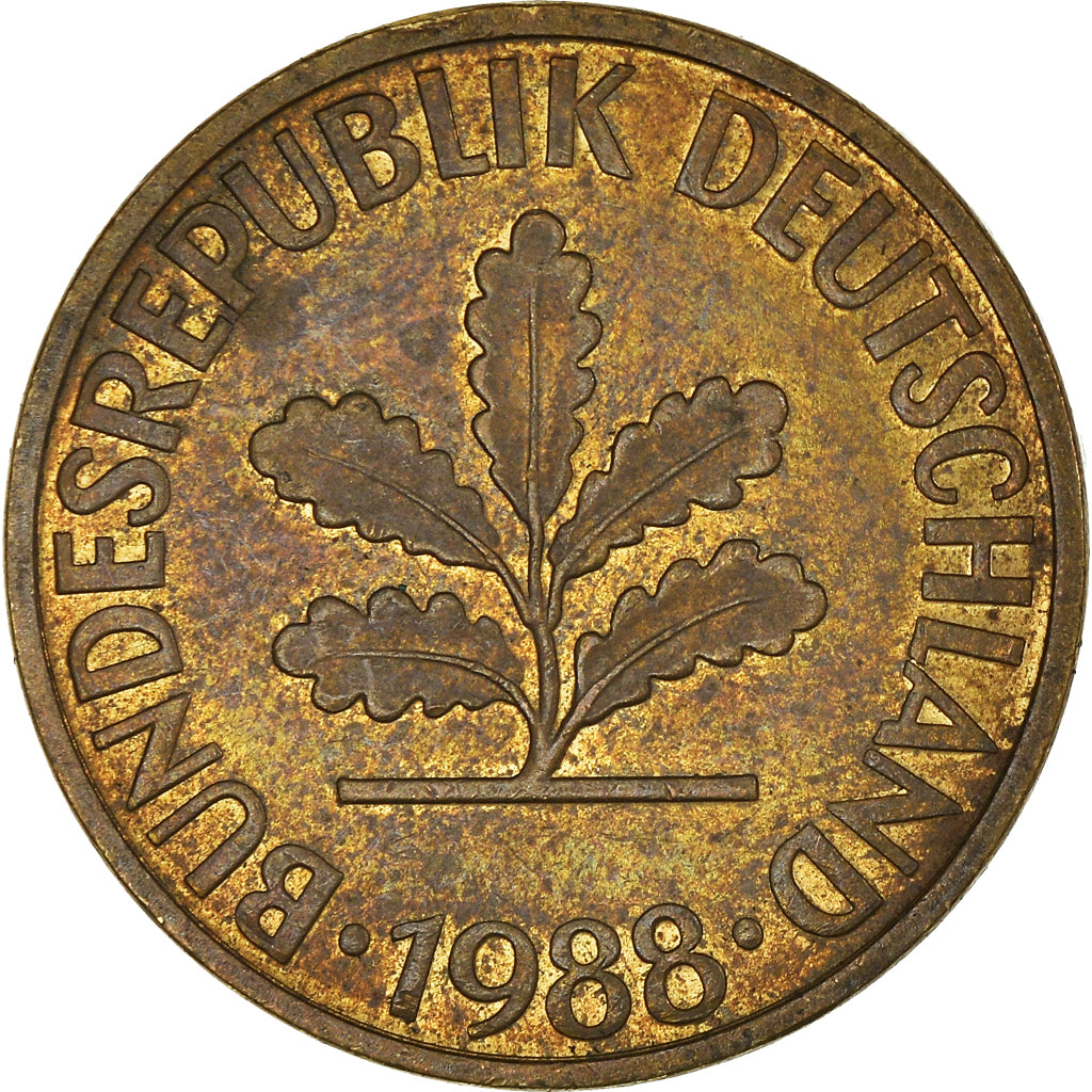 Moeda, ALEMANHA - REPÚBLICA FEDERAL, 10 Pfennig, 1988