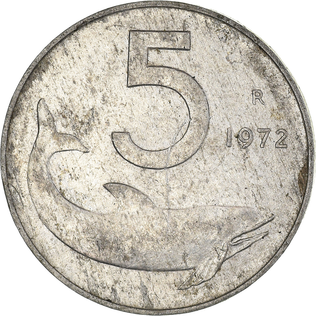 Moeda, Itália, 5 Lire, 1972