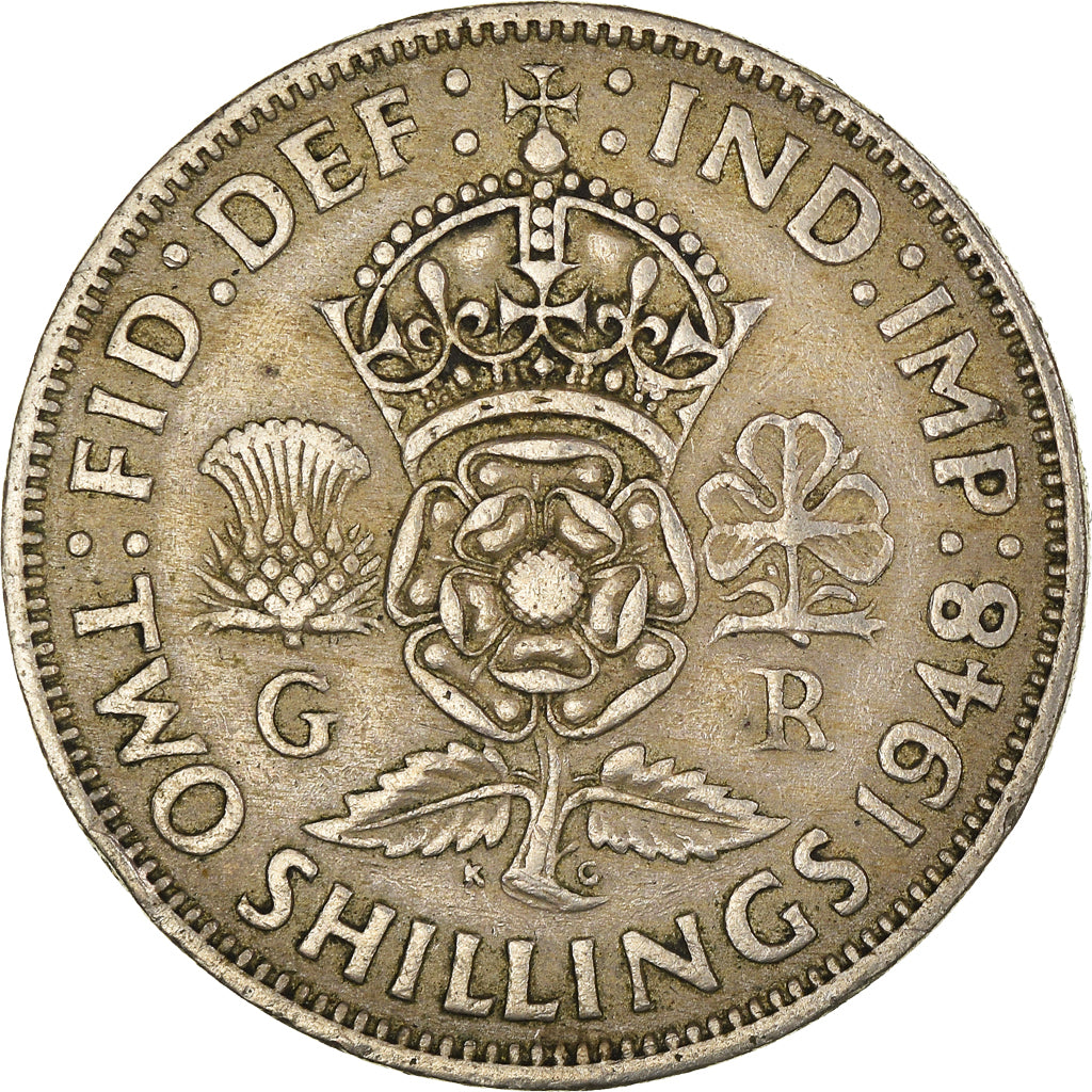 Monnaie, Grande-Bretagne, Florin, Two Shillings, 1948