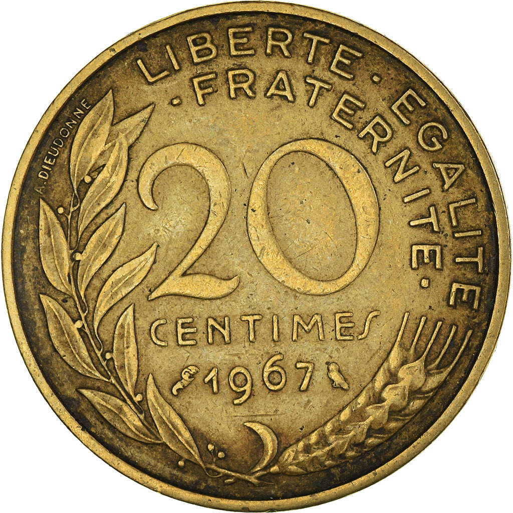 Moeda, França, 20 Centimes, 1967