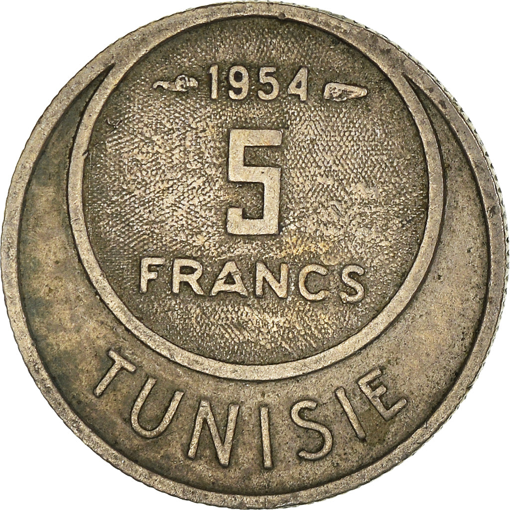 Munten, Tunisië, 5 Francs, 1954