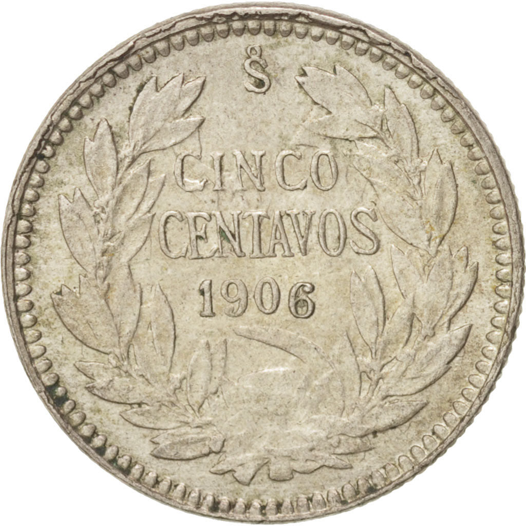 Moneda, Chile, 5 Centavos, 1906, EBC, Plata, KM:155.2