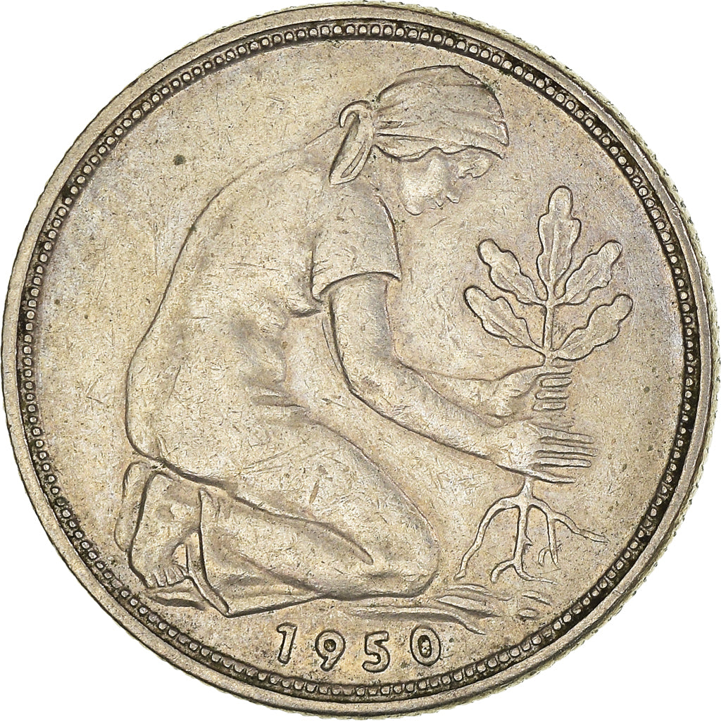 Moneda, ALEMANIA - REPÚBLICA FEDERAL, 50 Pfennig, 1950