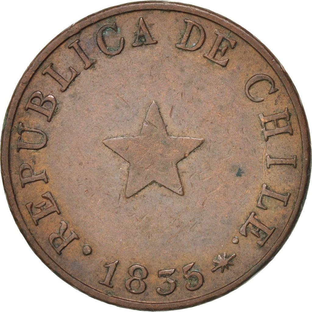 Chile, 1/2 Centavo, 1835, EF(40-45), Copper, KM:114