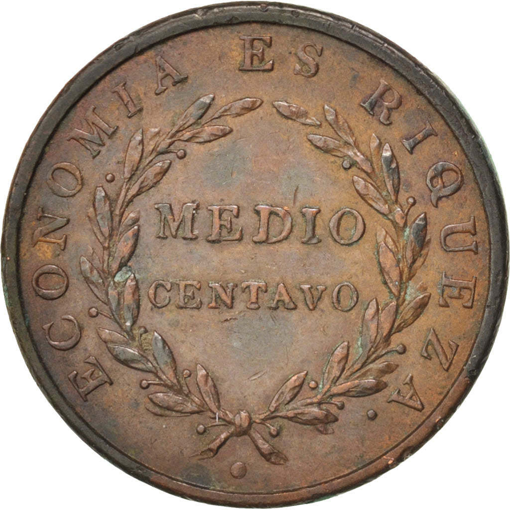 Chile, 1/2 Centavo, 1835, EF(40-45), Copper, KM:114