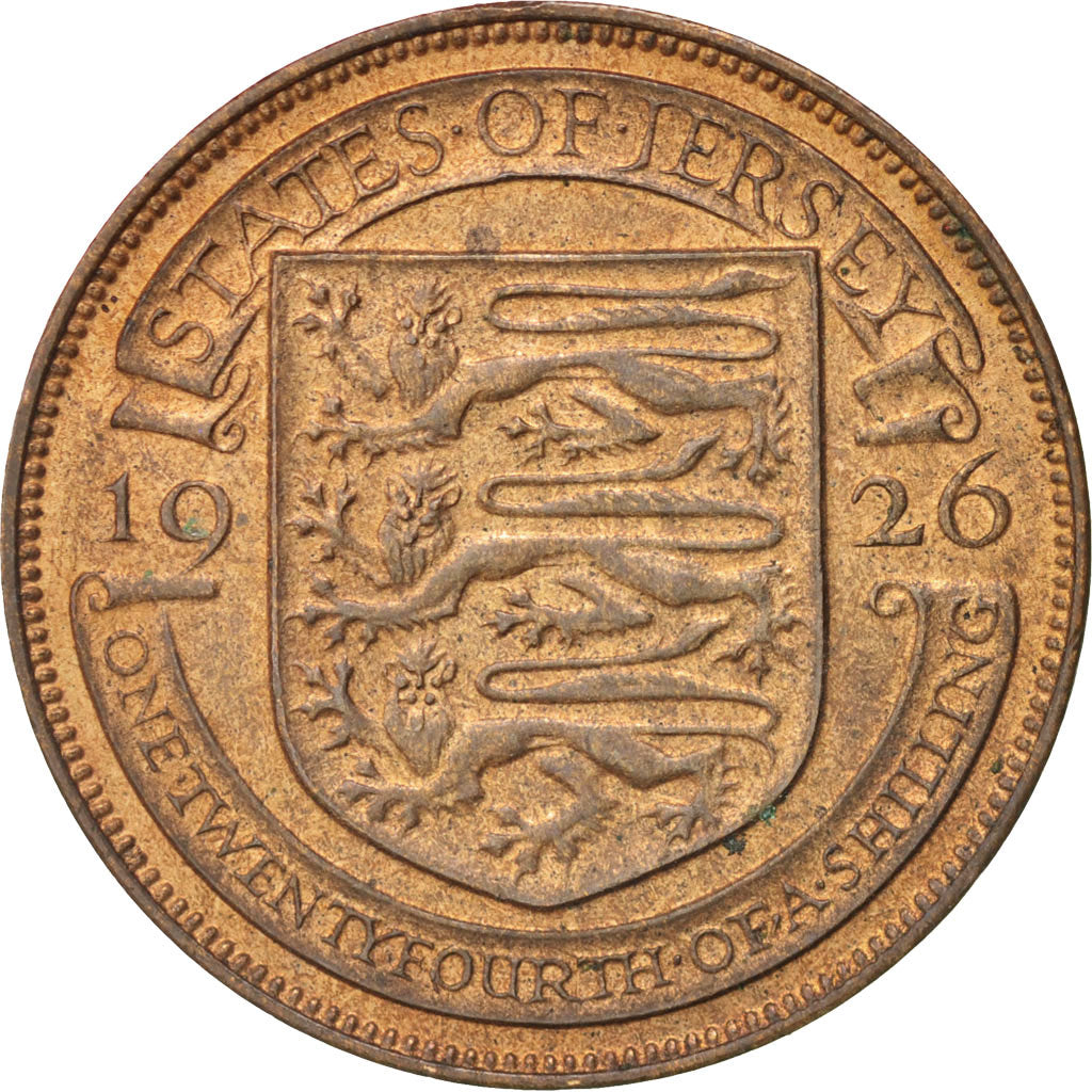 Coin, Jersey, George V, 1/24 Shilling, 1926, MS(60-62), Bronze, KM:13