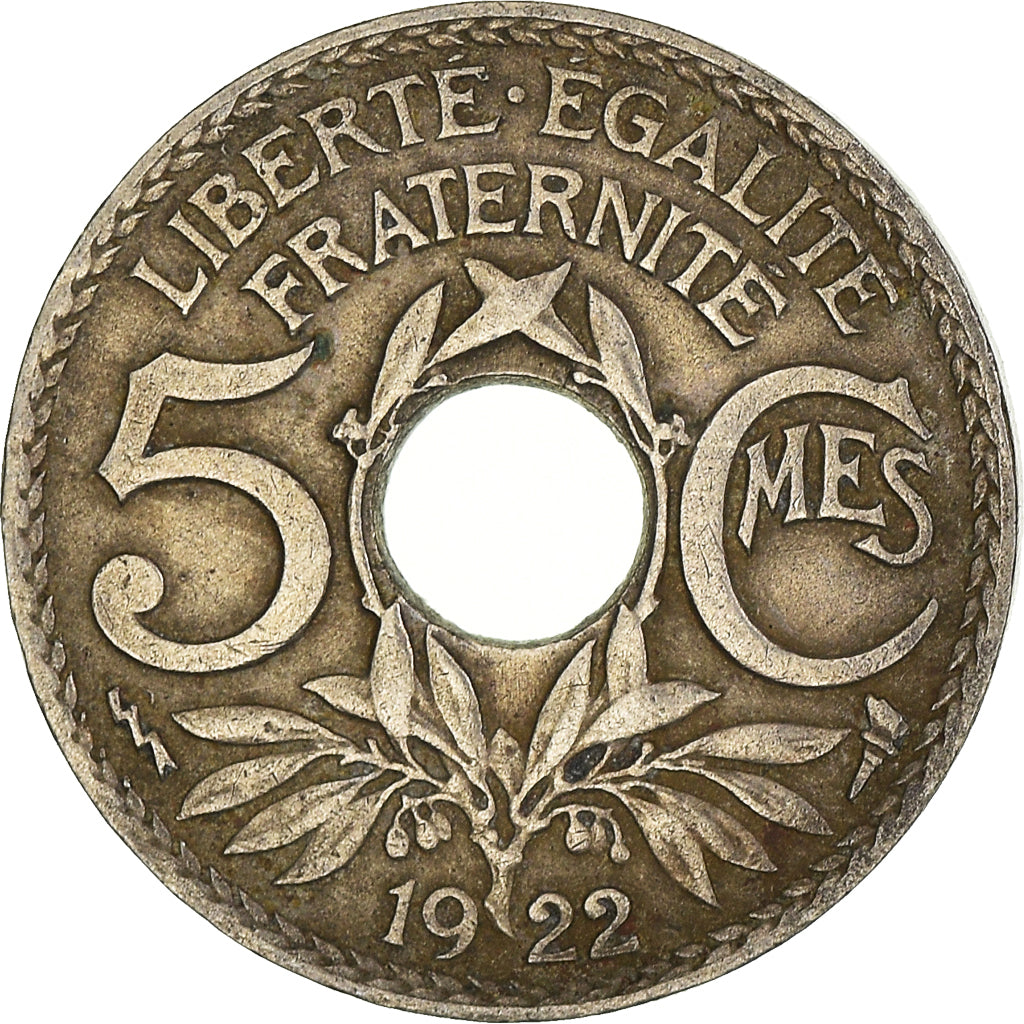 Moeda, França, 5 Centimes, 1922