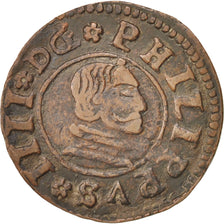 Spagna, Philip IV, 16 Maravedis, 1663, Seville, BB, Rame, KM:172.7