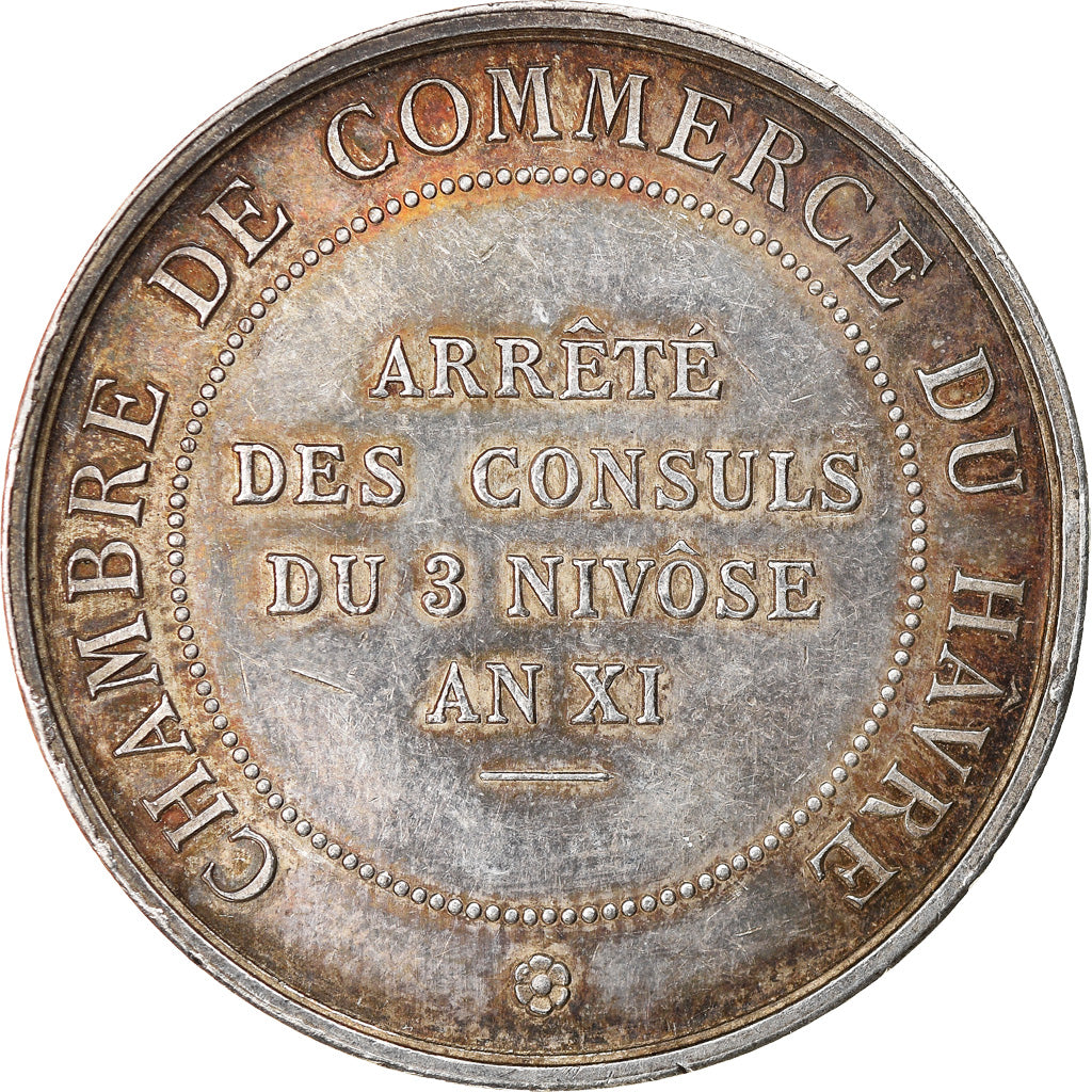 France, Token, Chambre de Commerce du Havre, 1802, MS(60-62), Silver