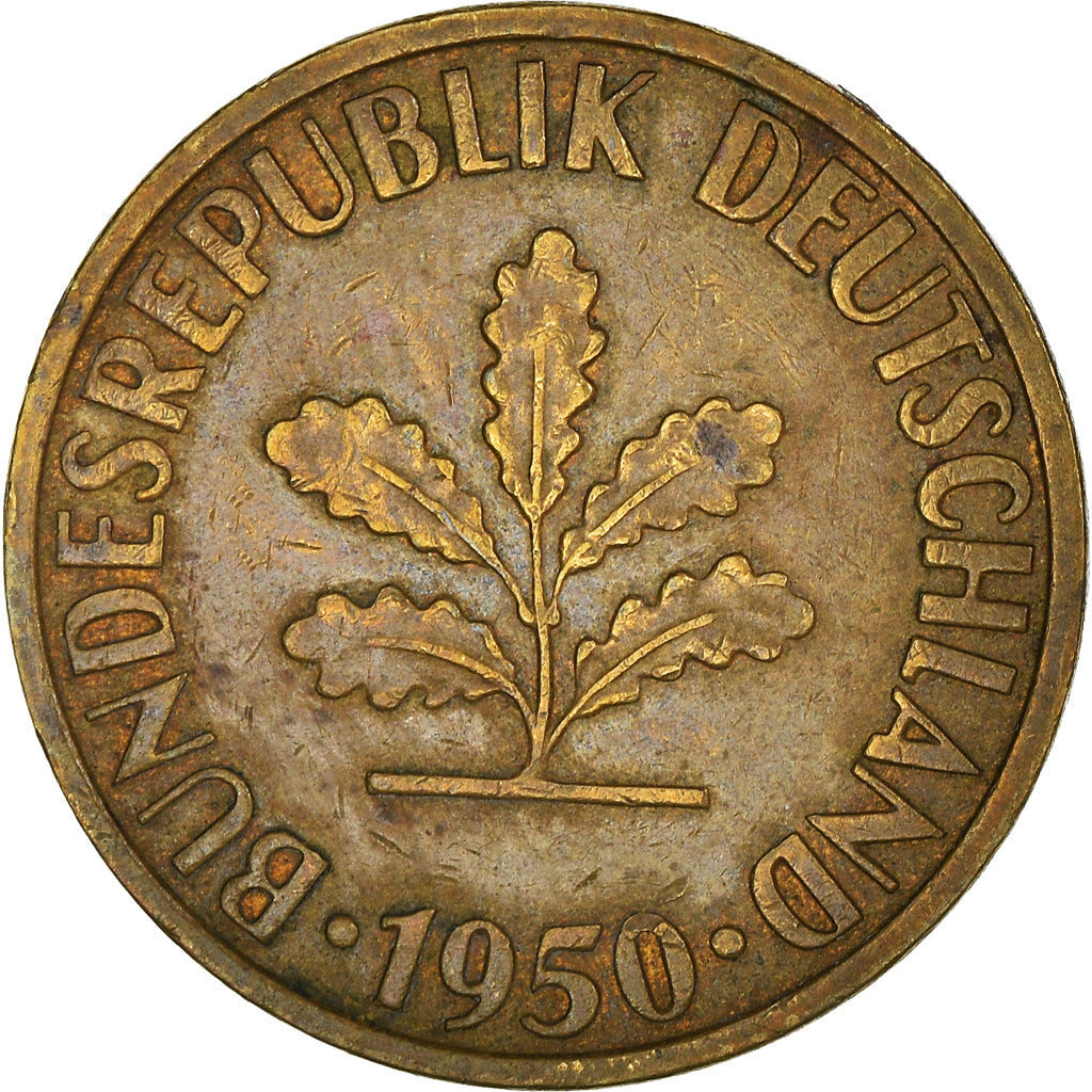 Moeda, ALEMANHA - REPÚBLICA FEDERAL, 10 Pfennig, 1950