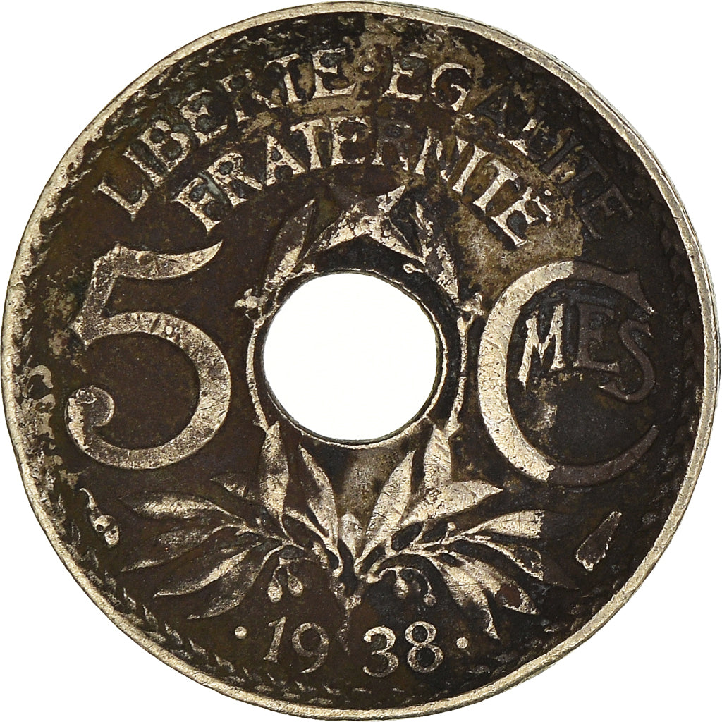 Coin, France, 5 Centimes, 1938