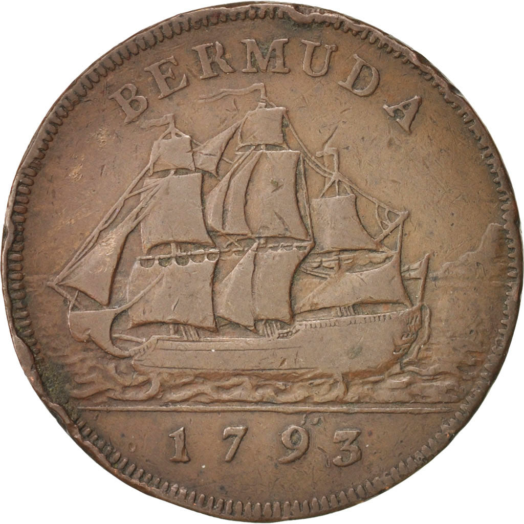 Bermuda, George III, Penny, 1793, VF(30-35), Copper, KM:5