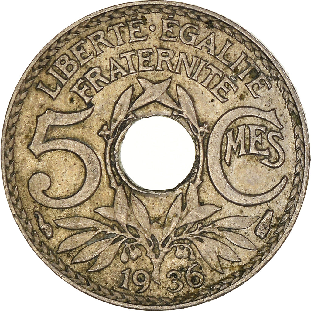 Moeda, França, 5 Centimes, 1936