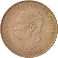 Cambodia, 10 Centimes, 1860, AU(50-53), Bronze, KM:M3