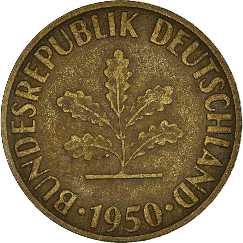 Moeda, ALEMANHA - REPÚBLICA FEDERAL, 10 Pfennig, 1950
