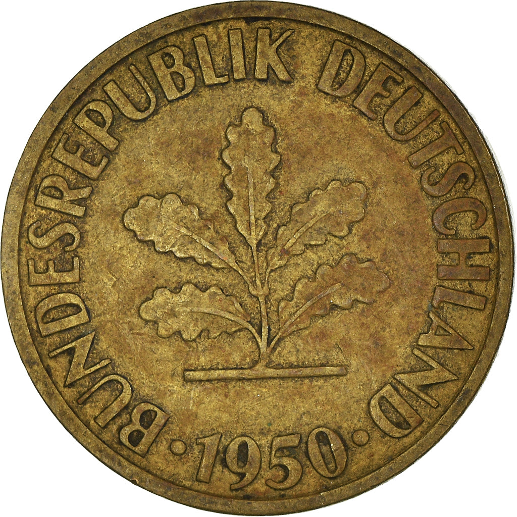 Moeda, ALEMANHA - REPÚBLICA FEDERAL, 10 Pfennig, 1950