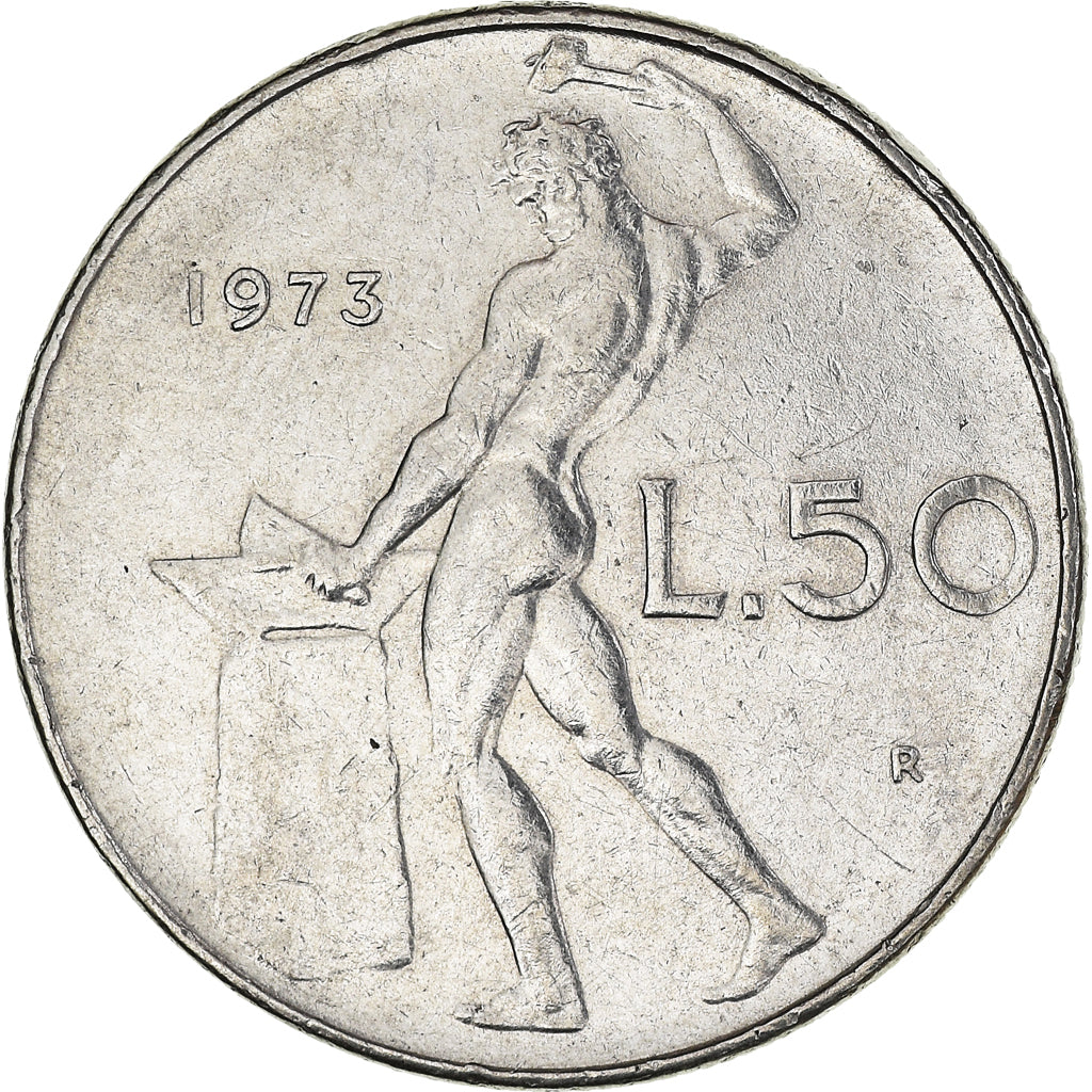 Münze, Italien, 50 Lire, 1973